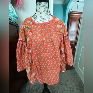 Floral Orange Women's Top Rachel Zoe Small